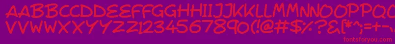 フォントVeggieSeedlings – 紫の背景に赤い文字