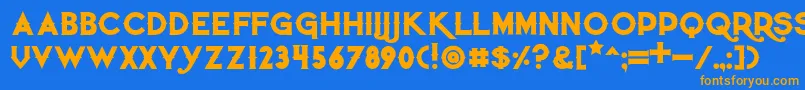 Czcionka Quietthiefbold – pomarańczowe czcionki na niebieskim tle