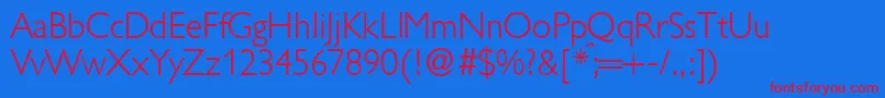 GillionlightdbNormal Font – Red Fonts on Blue Background