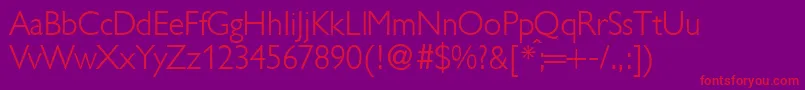 GillionlightdbNormal Font – Red Fonts on Purple Background