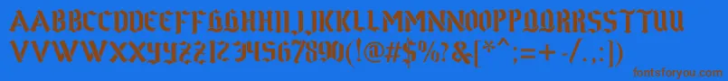 Gothstencil Font – Brown Fonts on Blue Background