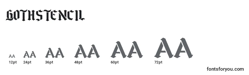 Größen der Schriftart Gothstencil