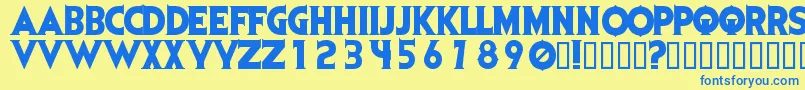 フォントEvil – 青い文字が黄色の背景にあります。