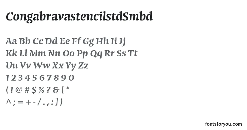 Шрифт CongabravastencilstdSmbd – алфавит, цифры, специальные символы