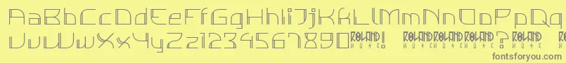 フォントIndivigitalThinDemo – 黄色の背景に灰色の文字