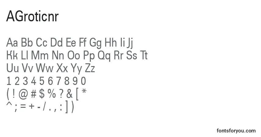 A fonte AGroticnr – alfabeto, números, caracteres especiais