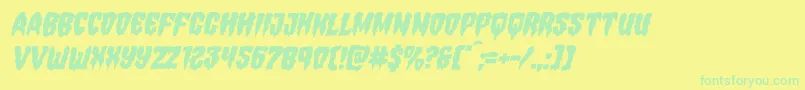 Hemogoblinmangleital Font – Green Fonts on Yellow Background