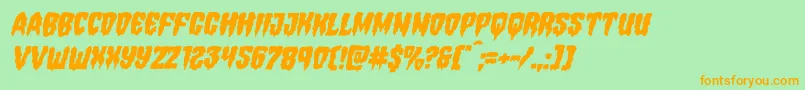Hemogoblinmangleital-Schriftart – Orangefarbene Schriften auf grünem Hintergrund