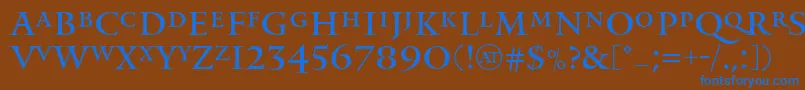 フォントMonumentRegular – 茶色の背景に青い文字