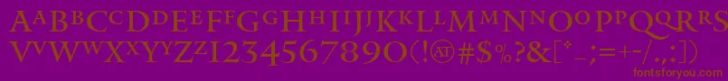 MonumentRegular-fontti – ruskeat fontit violetilla taustalla