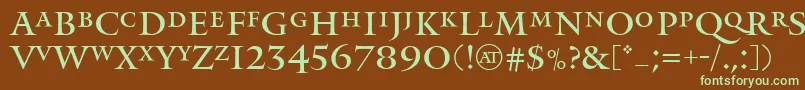 MonumentRegular-fontti – vihreät fontit ruskealla taustalla