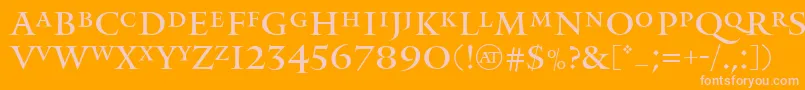 MonumentRegular-fontti – vaaleanpunaiset fontit oranssilla taustalla