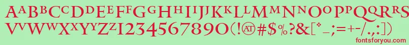 MonumentRegular-fontti – punaiset fontit vihreällä taustalla