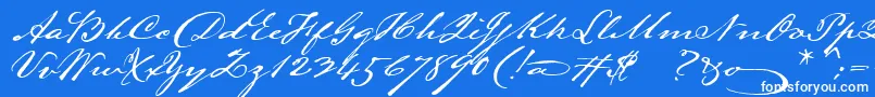 Lamarpen-Schriftart – Weiße Schriften auf blauem Hintergrund