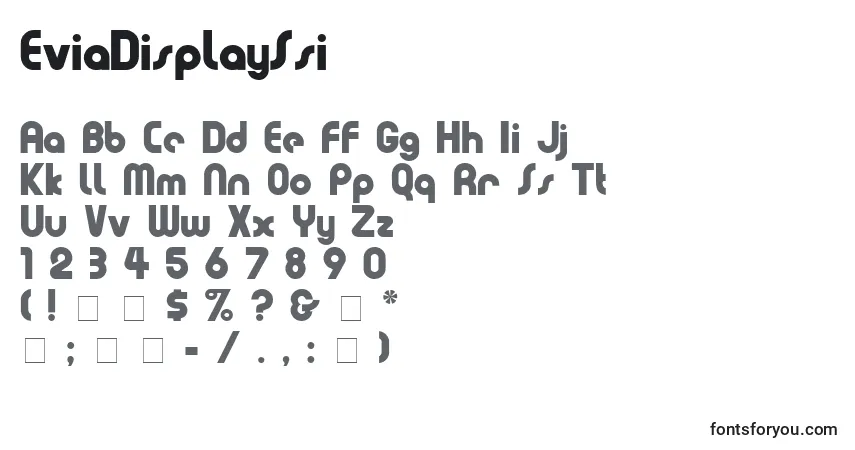 A fonte EviaDisplaySsi – alfabeto, números, caracteres especiais