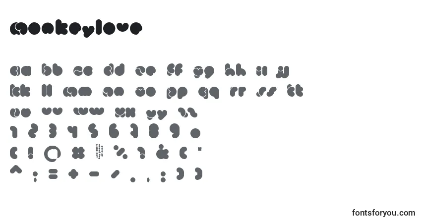 Schriftart Monkeylove – Alphabet, Zahlen, spezielle Symbole