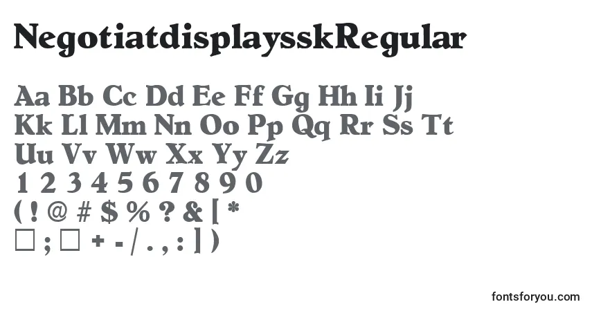 Шрифт NegotiatdisplaysskRegular – алфавит, цифры, специальные символы