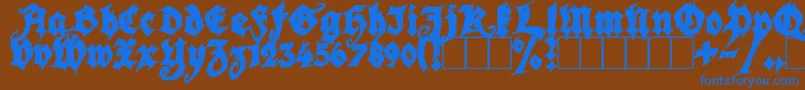 SeasonOfTheWitchBlack-Schriftart – Blaue Schriften auf braunem Hintergrund
