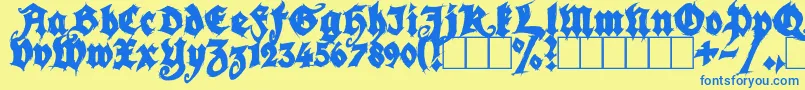 SeasonOfTheWitchBlack-Schriftart – Blaue Schriften auf gelbem Hintergrund