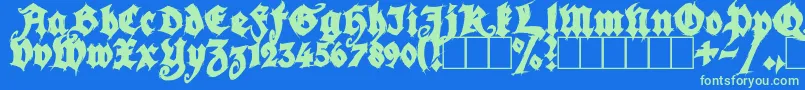 SeasonOfTheWitchBlack-fontti – vihreät fontit sinisellä taustalla