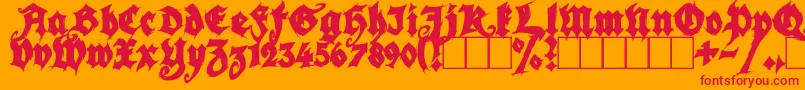 SeasonOfTheWitchBlack-Schriftart – Rote Schriften auf orangefarbenem Hintergrund