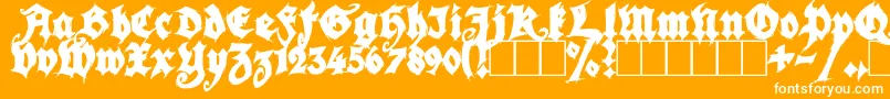 SeasonOfTheWitchBlack-Schriftart – Weiße Schriften auf orangefarbenem Hintergrund