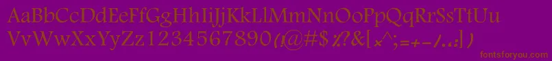 MotkenKFarnaz-Schriftart – Braune Schriften auf violettem Hintergrund