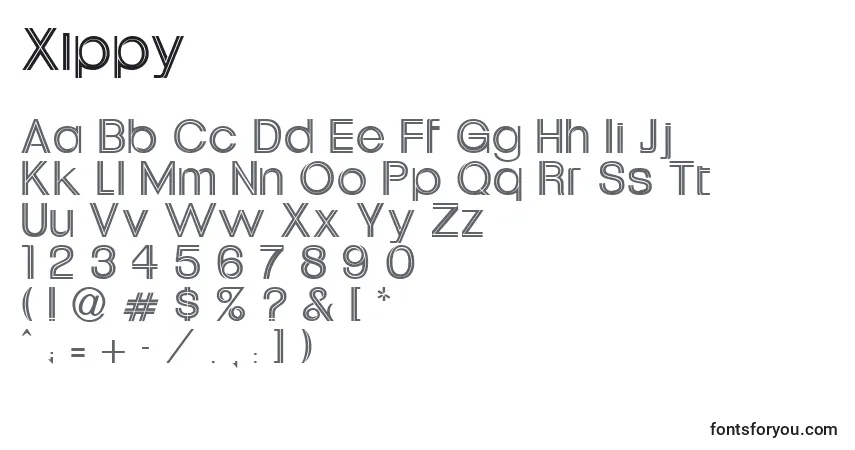 Schriftart Xippy – Alphabet, Zahlen, spezielle Symbole