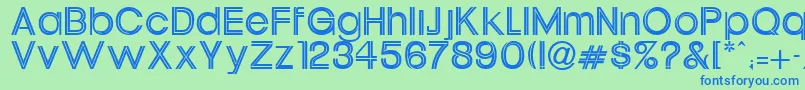 フォントXippy – 青い文字は緑の背景です。