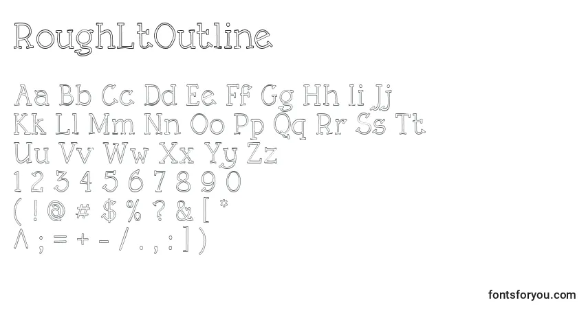 Schriftart RoughLtOutline – Alphabet, Zahlen, spezielle Symbole