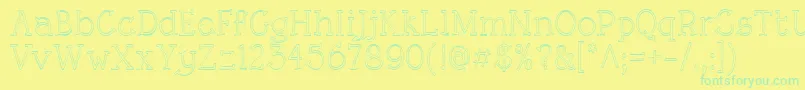 RoughLtOutline-Schriftart – Grüne Schriften auf gelbem Hintergrund
