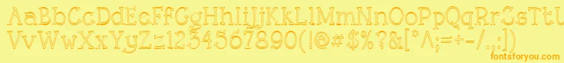 フォントRoughLtOutline – オレンジの文字が黄色の背景にあります。