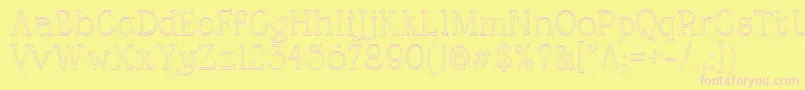 RoughLtOutline-fontti – vaaleanpunaiset fontit keltaisella taustalla