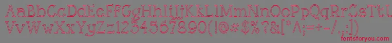 RoughLtOutline-fontti – punaiset fontit harmaalla taustalla