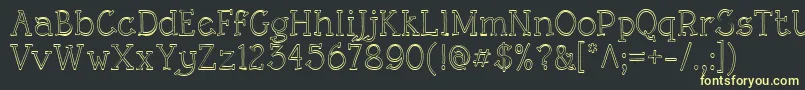 フォントRoughLtOutline – 黒い背景に黄色の文字