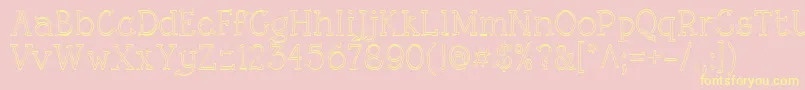 フォントRoughLtOutline – 黄色のフォント、ピンクの背景