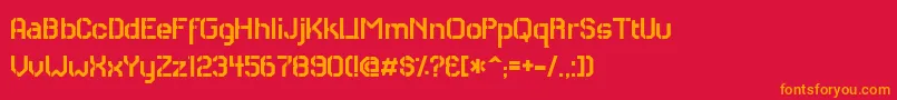 フォントRhCarrierStencil – 赤い背景にオレンジの文字