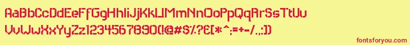 RhCarrierStencil-fontti – punaiset fontit keltaisella taustalla