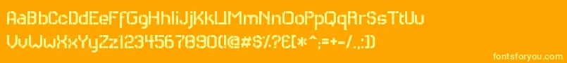 フォントRhCarrierStencil – オレンジの背景に黄色の文字