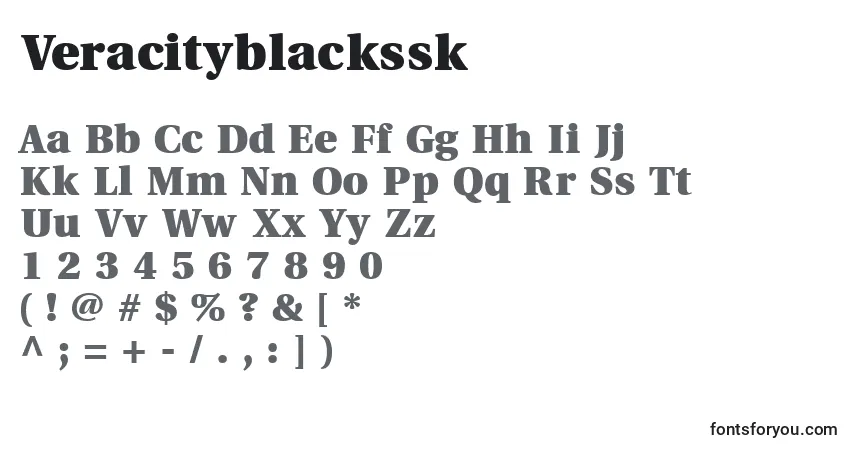 Veracityblackssk-fontti – aakkoset, numerot, erikoismerkit