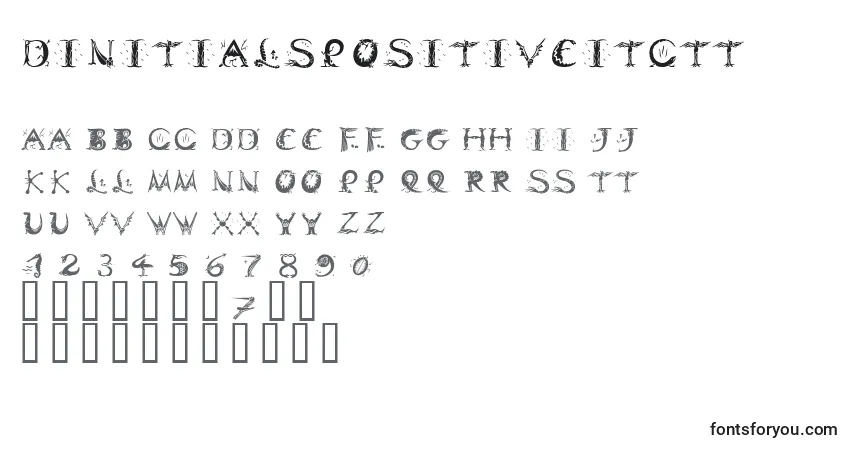 Czcionka DinitialsPositiveItcTt – alfabet, cyfry, specjalne znaki