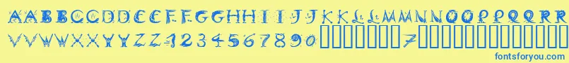 DinitialsPositiveItcTt Font – Blue Fonts on Yellow Background