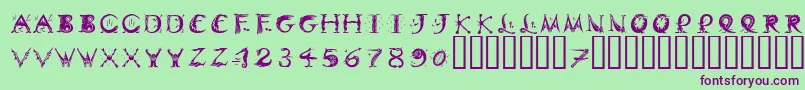 フォントDinitialsPositiveItcTt – 緑の背景に紫のフォント