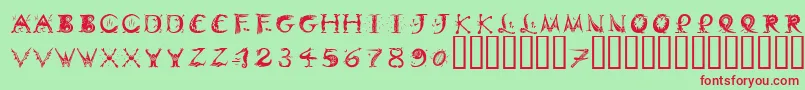 Шрифт DinitialsPositiveItcTt – красные шрифты на зелёном фоне