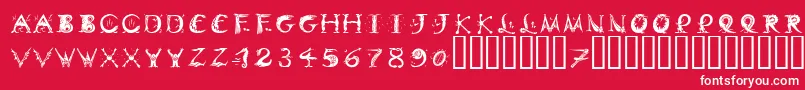 Fonte DinitialsPositiveItcTt – fontes brancas em um fundo vermelho