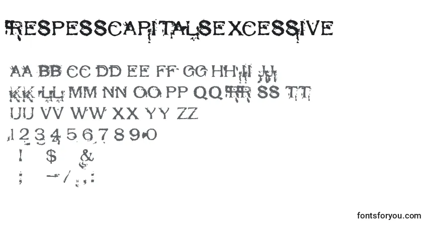 Czcionka RespessCapitalsExcessive – alfabet, cyfry, specjalne znaki