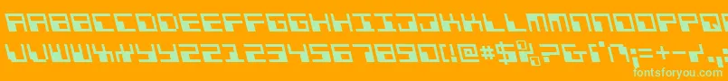 PhaserBankLeftalic-Schriftart – Grüne Schriften auf orangefarbenem Hintergrund