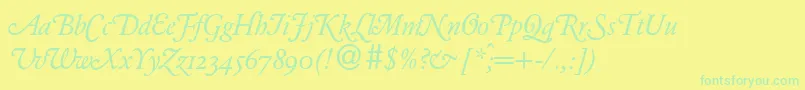 Fonte GarondhanddbNormal – fontes verdes em um fundo amarelo