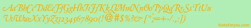 GarondhanddbNormal Font – Orange Fonts on Green Background