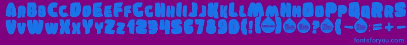 フォントSumkinTypeface – 紫色の背景に青い文字